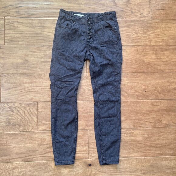 Pilcro Anthropologie Jeans Size 27 High-Rise Skinny Dark Gray Floral Textured - Picture 1 of 10